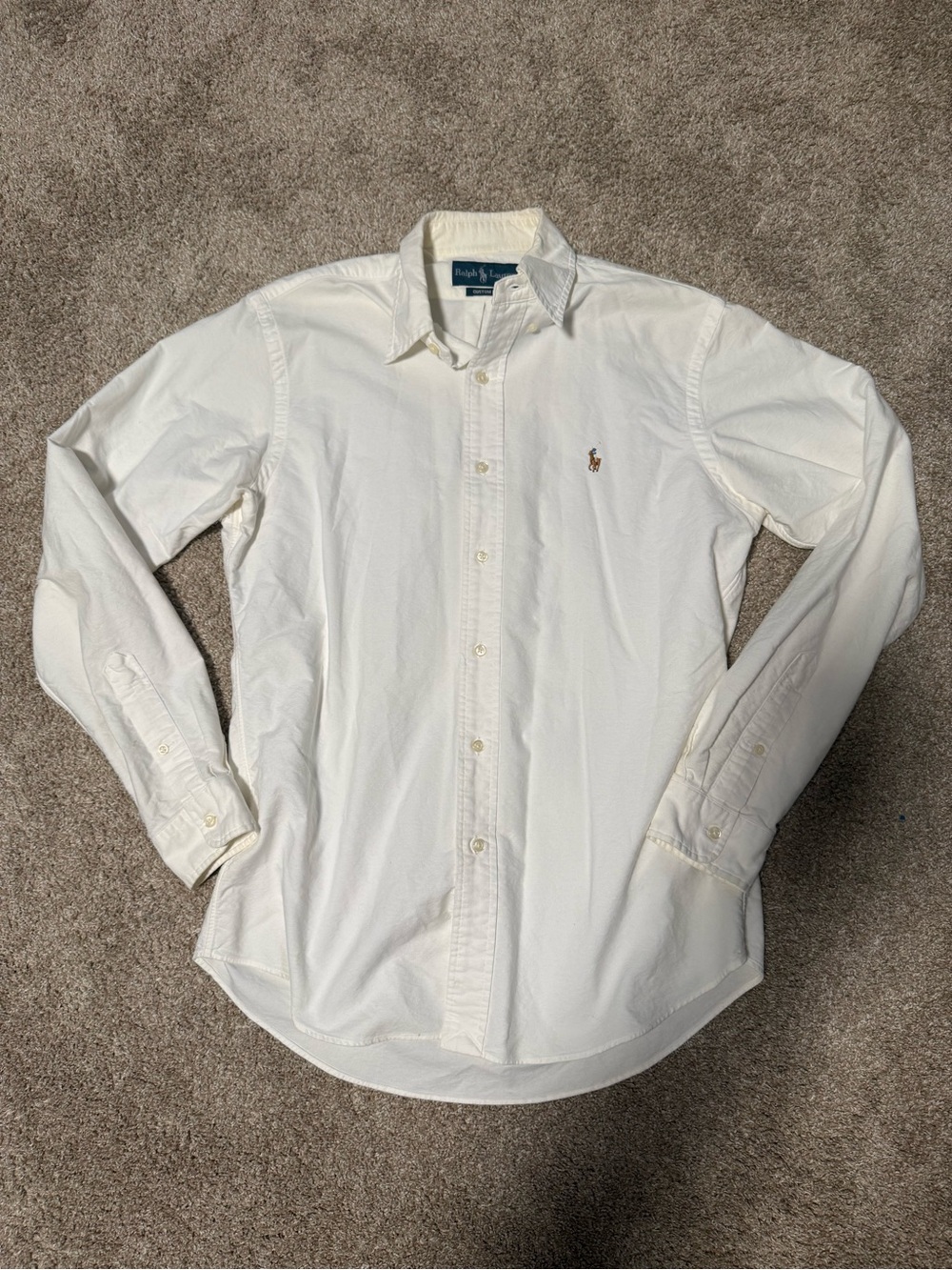 Ralph Lauren Cream Button-Down Oxford Shirt - Embroidered Polo